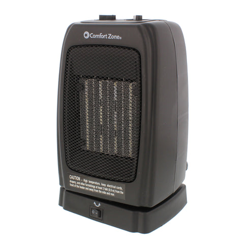 Comfort Zone Oscillating Portable Ceramic Space Heater in Black