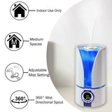 Comfort Zone Portable Cool Mist Ultrasonic Humidifier with Remote in White