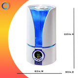 Comfort Zone Portable Cool Mist Ultrasonic Humidifier with Remote in White