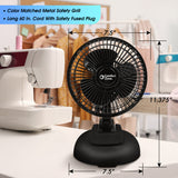 Comfort Zone 6" 2-Speed Clip Fan with Base in Black