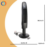 Comfort Zone 36" 3-Speed Oscillating Tower Fan with Remote in Black