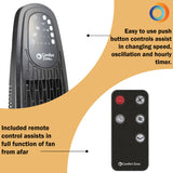 Comfort Zone 36" 3-Speed Oscillating Tower Fan with Remote in Black