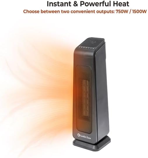 Comfort Zone 23" Oscillating Tower Space Heater with Remote Control