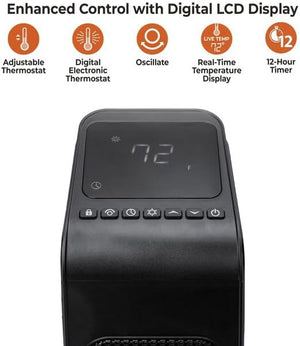 Comfort Zone 23" Oscillating Tower Space Heater with Remote Control