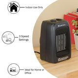 Comfort Zone Ceramic Electric Portable Heater w/ Thermostat in Black