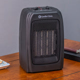 Comfort Zone Ceramic Electric Portable Heater w/ Thermostat in Black