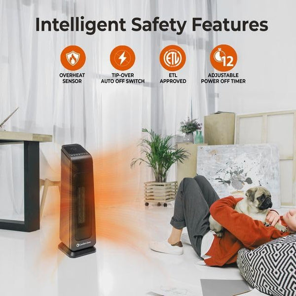 Comfort Zone 23" Oscillating Tower Space Heater with Remote Control