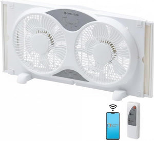 Comfort Zone Reversible Twin Window Fan with Wi-Fi and Remote Control