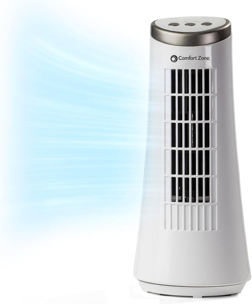 Comfort Zone 12" Oscillating Desktop Tower Fan with Electronic Touch Switches
