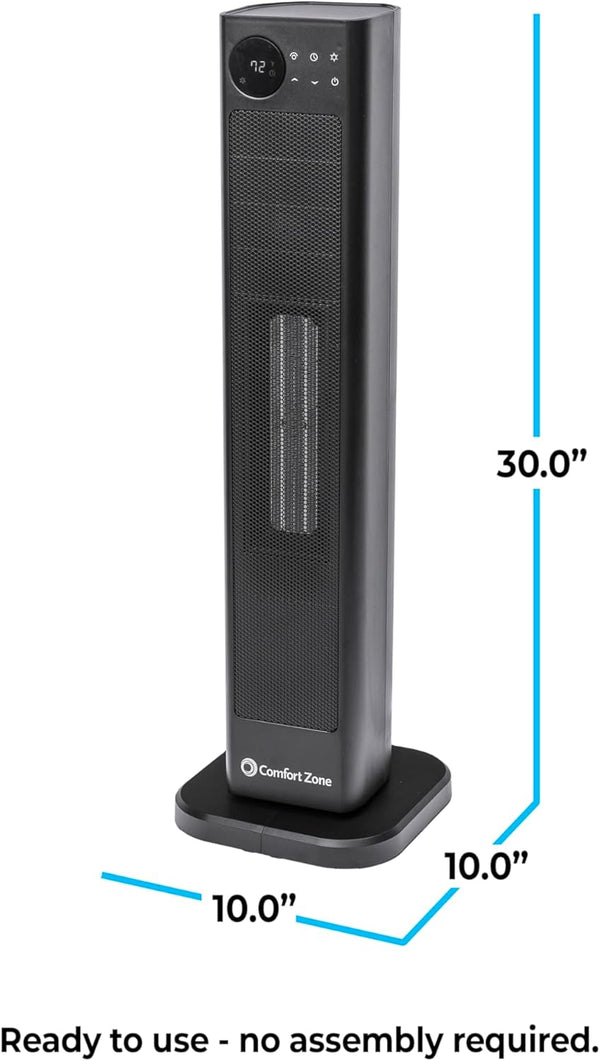 Comfort Zone 30" Oscillating Tower Space Heater with Remote Control