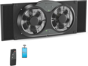 Comfort Zone Reversible Twin Window Fan with Wi-Fi and Remote Control