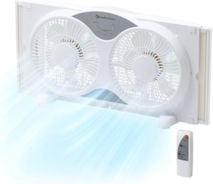 Comfort Zone 9" 3-Speed Reversible Twin Window Fan with Remote Control