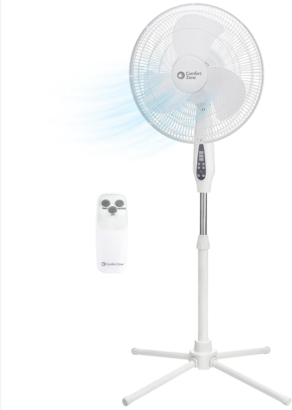 Comfort Zone 16" Oscillating Pedestal Fan with Remote Control