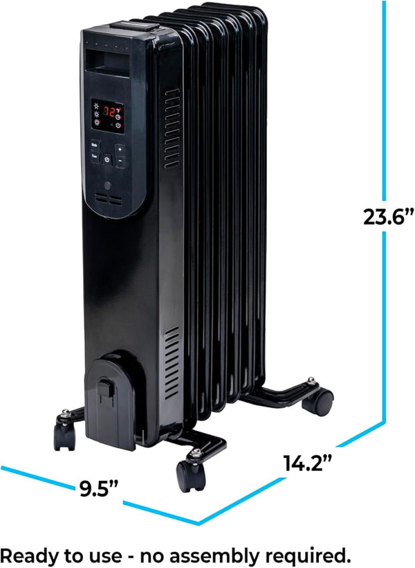 Comfort Zone Electric Oil Filled Radiator Space Heater, Remote Control