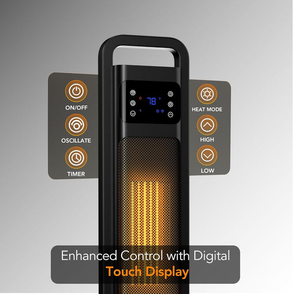 Comfort Zone 26" Oscillating Digital Tower Heater with Remote Control