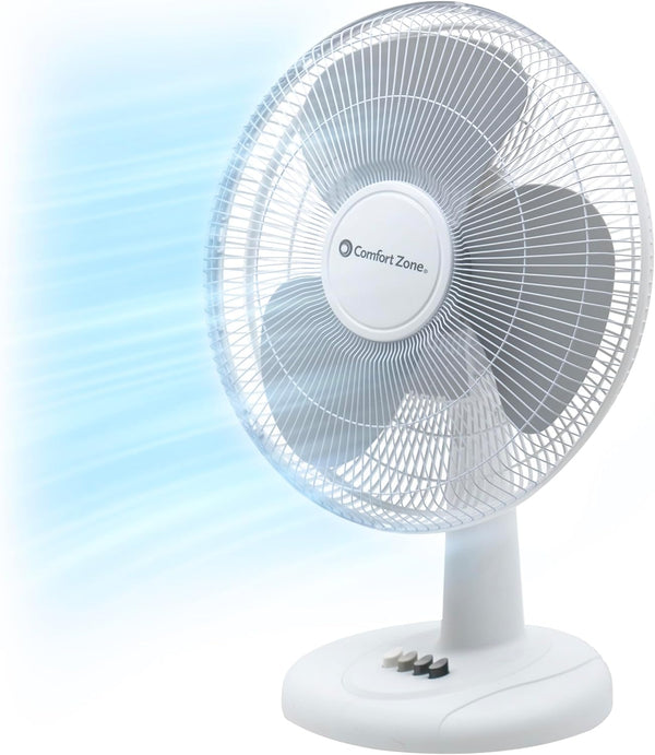Comfort Zone 12" Oscillating Table Fan with Adjustable Tilt