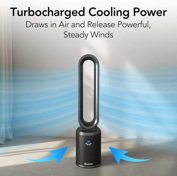 Comfort Zone 40” Bladeless Oscillating Tower Fan with Remote Control