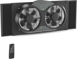 Comfort Zone 9" 3-Speed Reversible Twin Window Fan with Remote Control