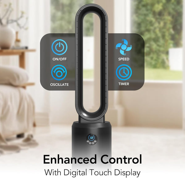 Comfort Zone 40” Bladeless Oscillating Tower Fan with Remote Control