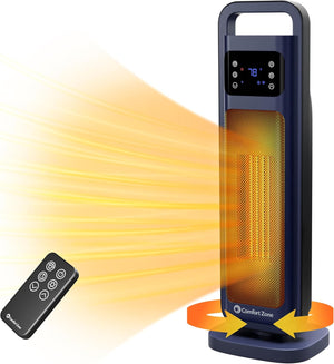 Comfort Zone 26" Oscillating Digital Tower Heater with Remote Control