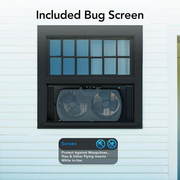 Comfort Zone 9" 3-Speed Twin Window Fan Reversible Airflow Control