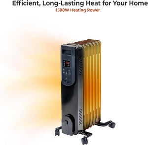 Comfort Zone Electric Oil Filled Radiator Space Heater, Remote Control