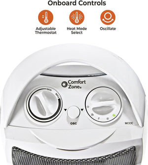Comfort Zone Oscillating Electric Ceramic Space Heater
