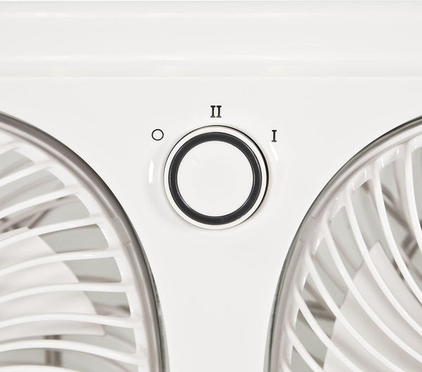 Comfort Zone 9" 2-Speed Twin Window Fan with 180 Degree Rotating Fans