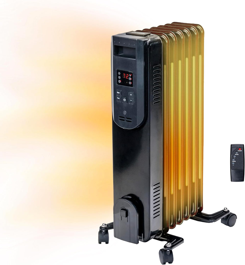 Comfort Zone Electric Oil Filled Radiator Space Heater, Remote Control