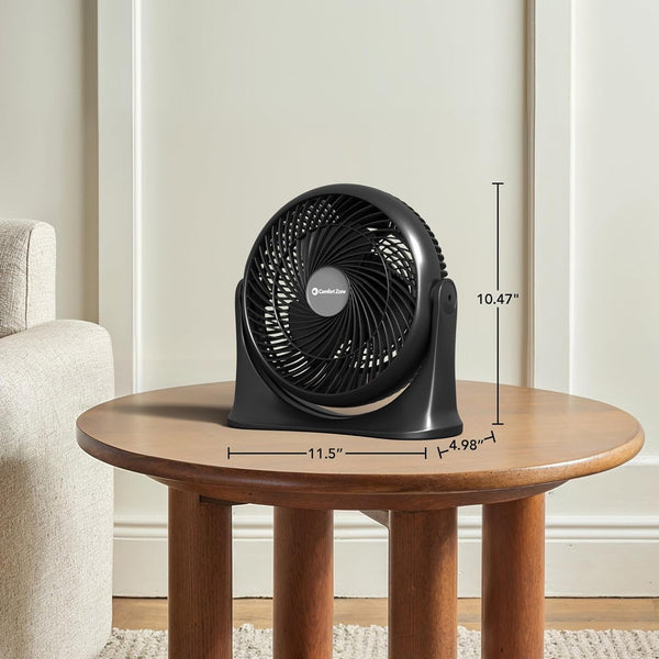 Comfort Zone 11" 3-Speed Turbo Desk Fan with Adjustable Tilt