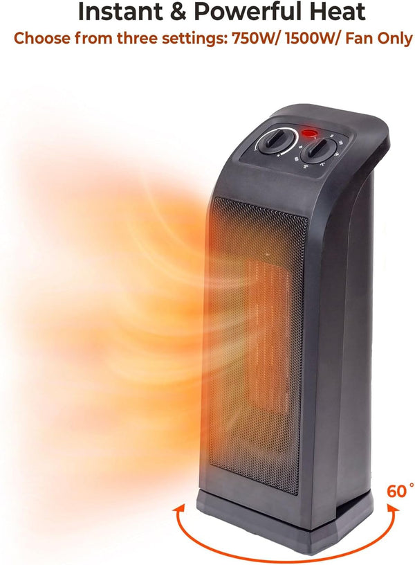 Comfort Zone 18" Oscillating Tower Space Heater