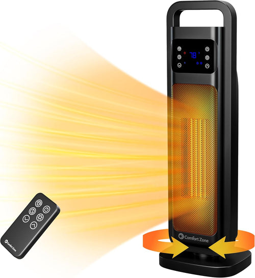 Comfort Zone 26" Oscillating Digital Tower Heater with Remote Control