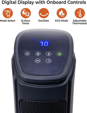 Comfort Zone 30" Oscillating Tower Space Heater with Remote Control