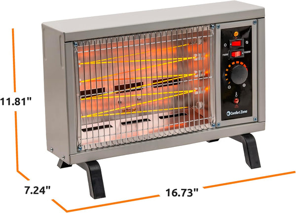 Comfort Zone Electric Radiant Space Heater w/Adjustable Thermostat