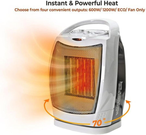 Comfort Zone Oscillating Electric Ceramic Space Heater