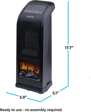 Comfort Zone Oscillating 18" Tower Space Heater with 3D Flame and Remote Control