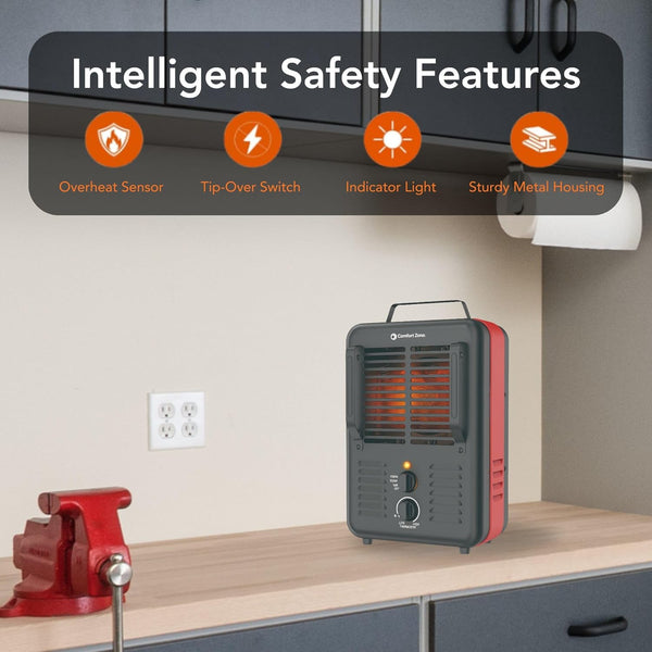 Comfort Zone Milkhouse Style Utility Space Heater with Thermostat