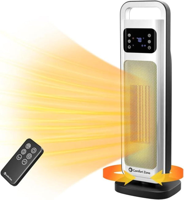 Comfort Zone 26" Oscillating Digital Tower Heater with Remote Control
