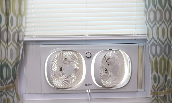 Comfort Zone 9" 2-Speed Twin Window Fan with 180 Degree Rotating Fans