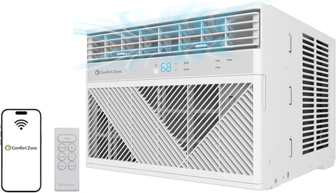 Comfort Zone 12,000-BTU Window-Mounted Smart Wi-Fi Room Air Conditioner with Remote Control
