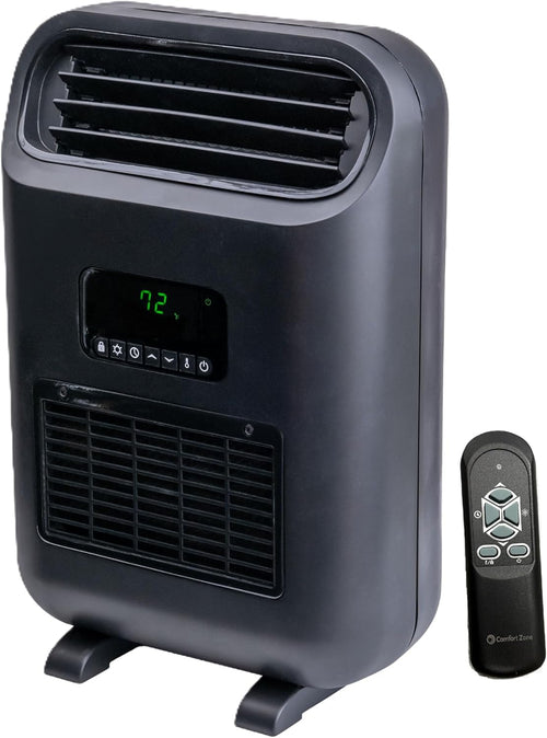 Comfort Zone Slim Line Wall Mount Electric Space Heater with Stand and Remote Control