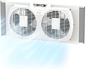 Comfort Zone 9" 2-Speed Twin Window Fan Reversible Airflow Control