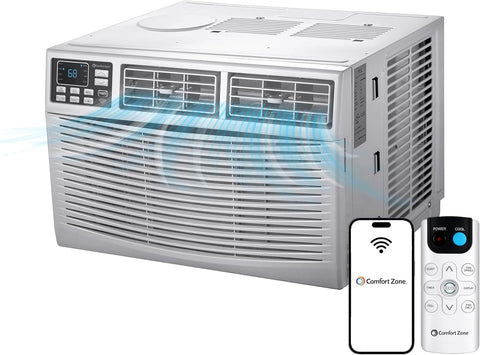 Comfort Zone 8,000-BTU Window-Mounted Smart Wi-Fi Room Air Conditioner with Remote Control