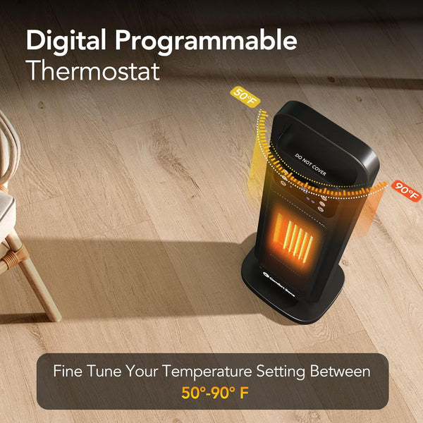 Comfort Zone 26" Oscillating Digital Tower Heater with Remote Control