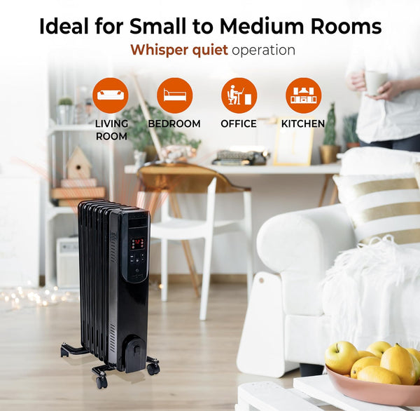 Comfort Zone Electric Oil Filled Radiator Space Heater, Remote Control