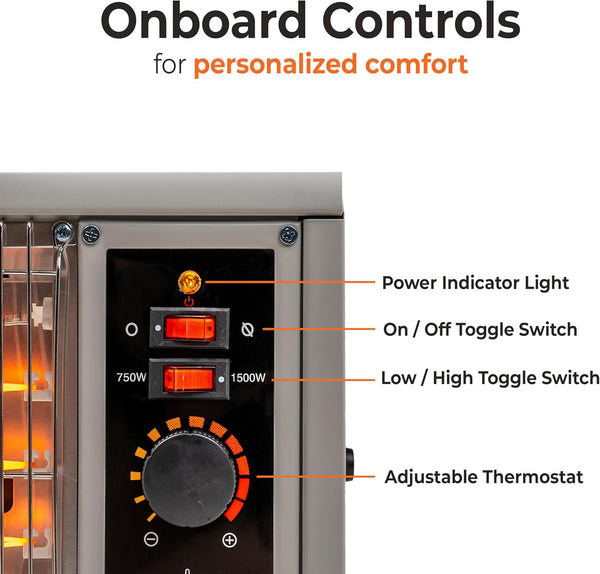 Comfort Zone Electric Radiant Space Heater w/Adjustable Thermostat