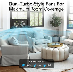 Comfort Zone 9" 3-Speed Twin Window Fan Reversible Airflow Control