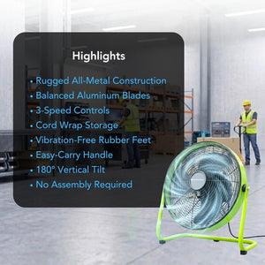 Comfort Zone 18-Inch High-Velocity Industrial Floor Fan