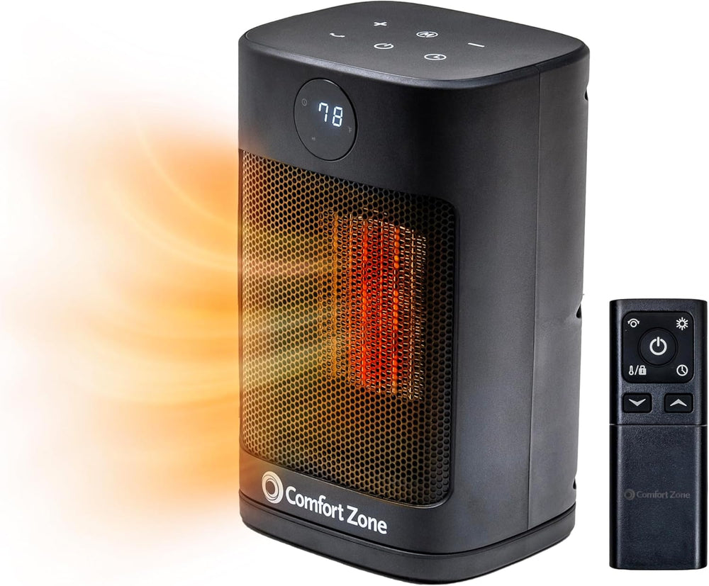 Comfort Zone 12" Oscillating Desktop Heater with Remote Control