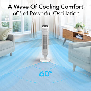 Comfort Zone 36” 3-Speed Oscillating Tower Fan with Remote Control